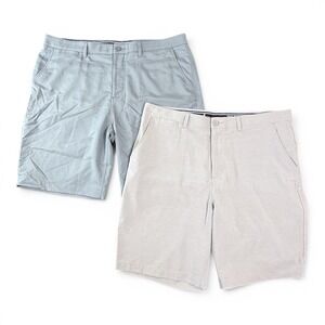 Johnnie O Wyatt Prep Performance Shorts 2pr Lot 38 Quarry Gray Blue Golf Stretch
